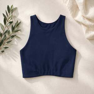 Girlfriend Collective Navy Blue Dylan High Neck Sports Bra Size M